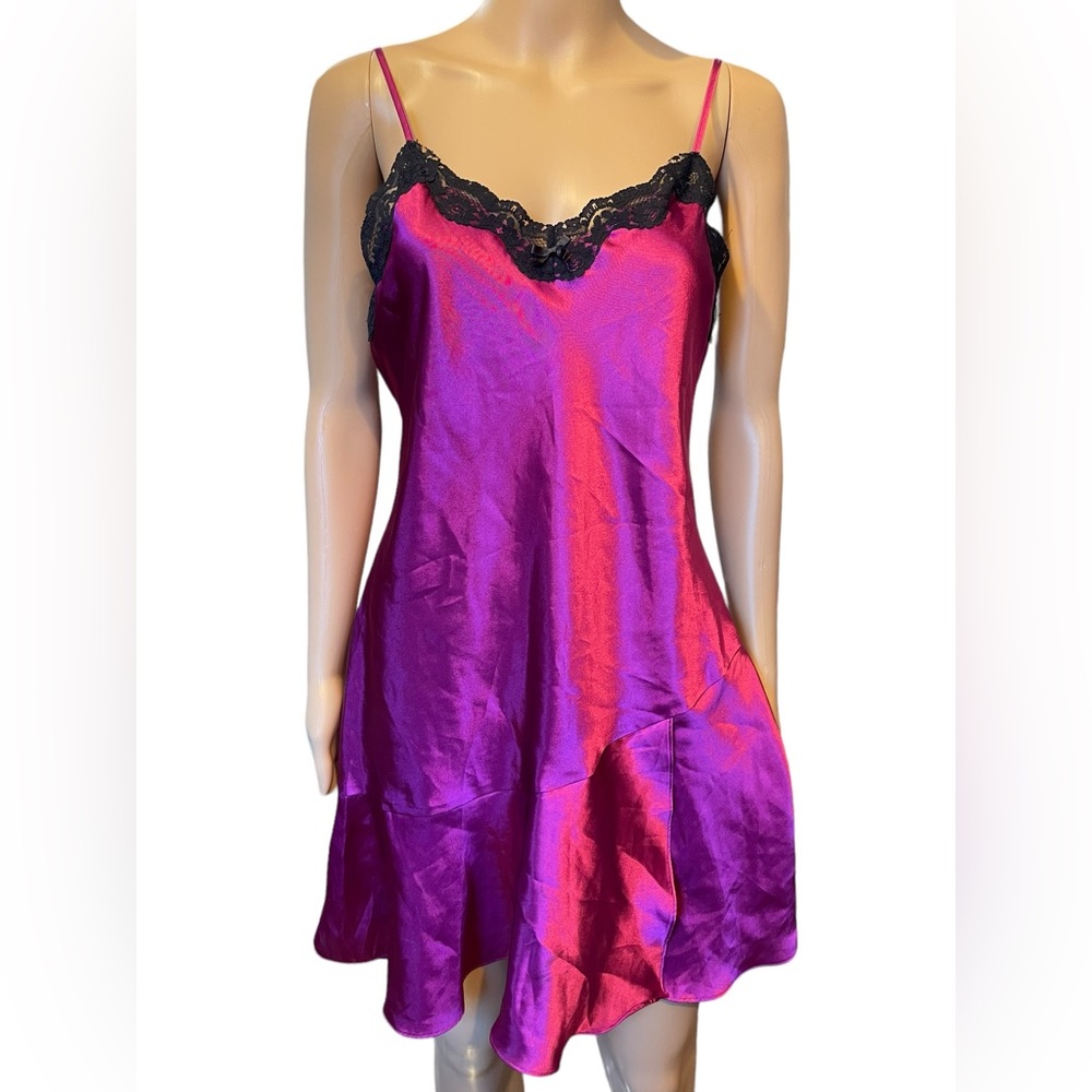 Delicates Vintage Iridescent Holographic Purple Lingerie Intimates Slip Dress